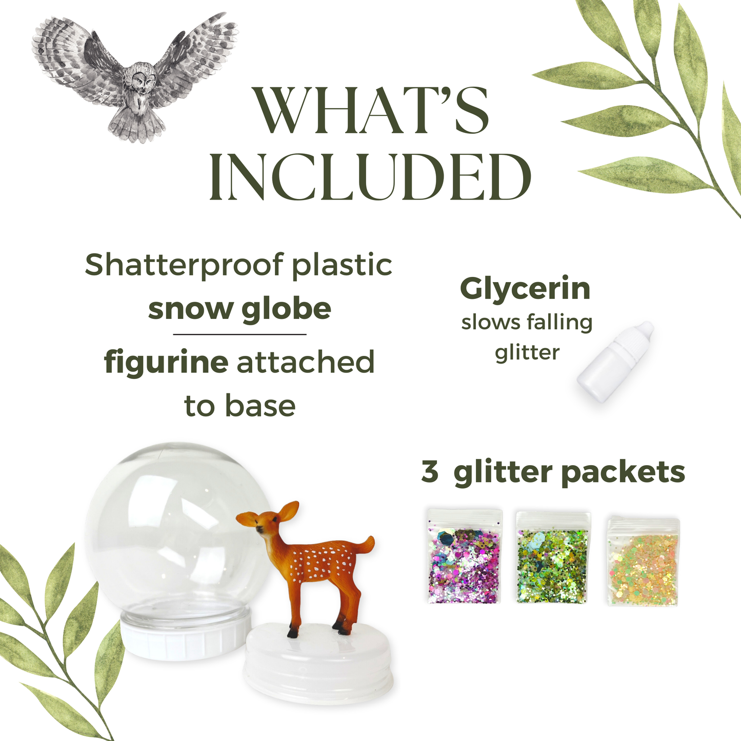 White Tailed Deer Fawn Shatterproof Snow Globe Kit