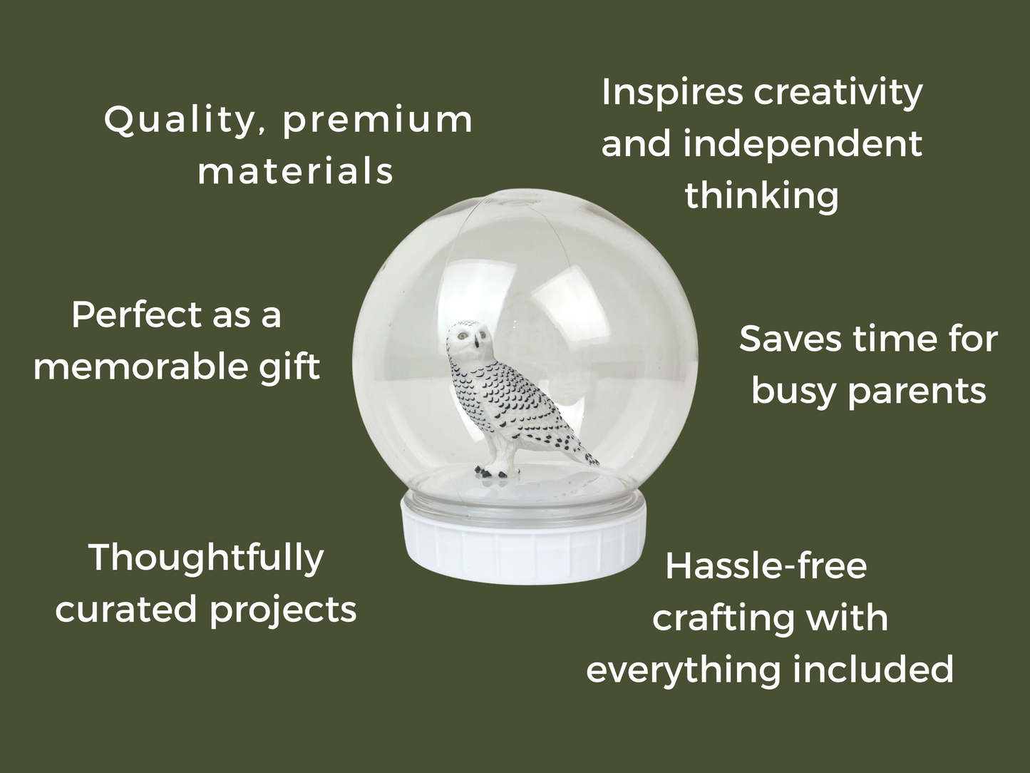 Snowy Owl Woodland Shatterproof Snow Globe Craft Kit