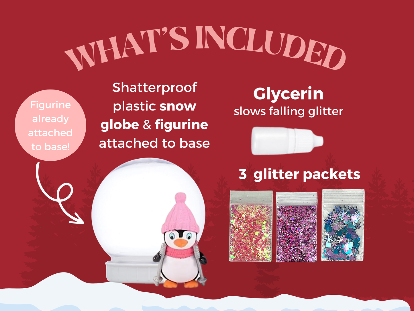 Penguin with Pink Hat Shatterproof Snow Globe Kit