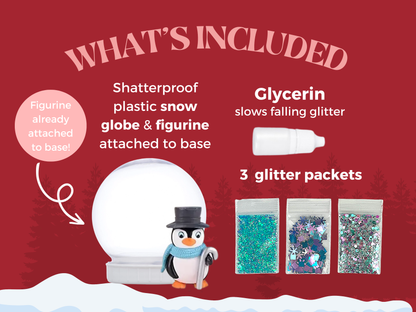 Penguin with Top Hat Shatterproof Snow Globe Kit