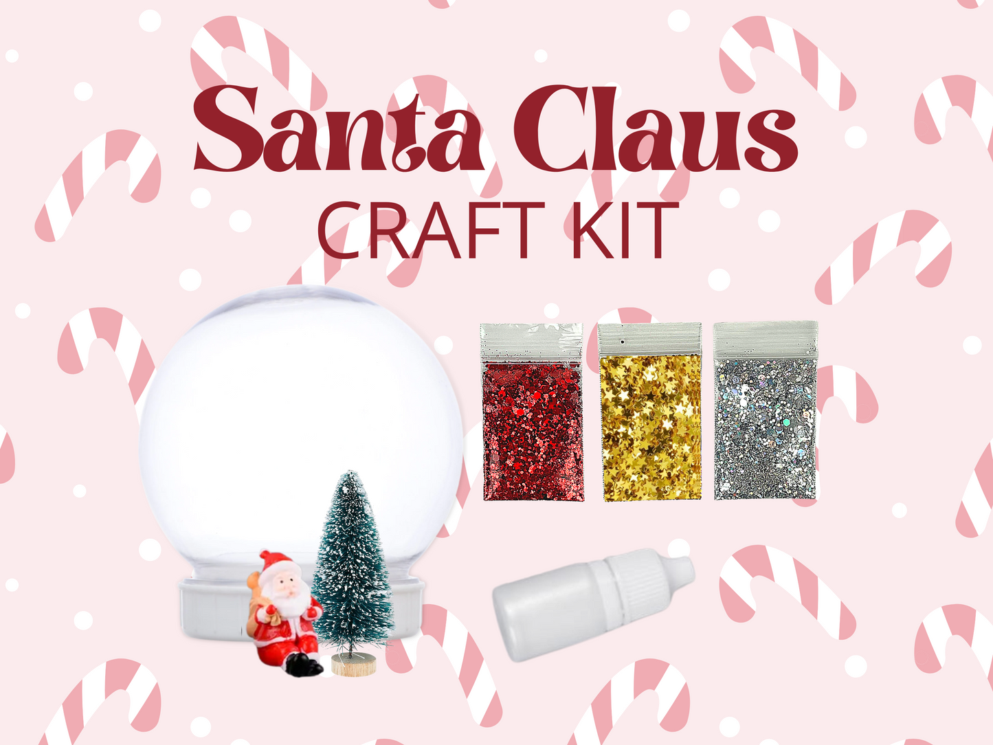 Cheerful Santa with Toy Bag Snow Globe Kit