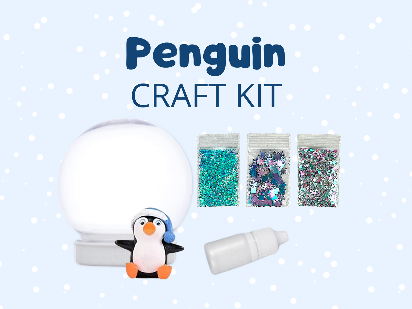 Festive Penguin with Santa Hat Snow Globe Kit