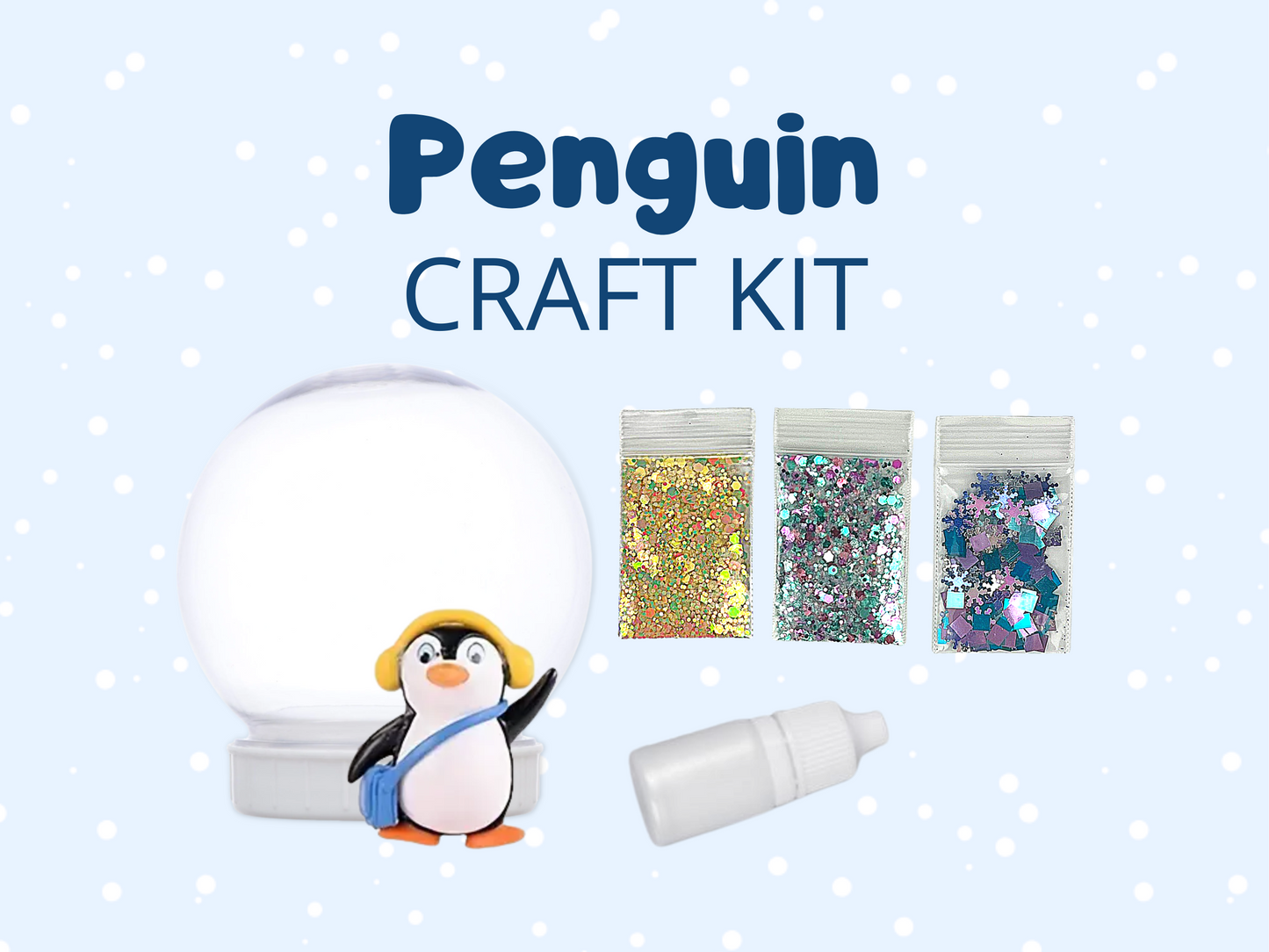 Playful Penguin with Yellow Ear Muffs Snow Globe Kit